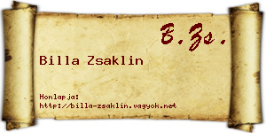 Billa Zsaklin névjegykártya